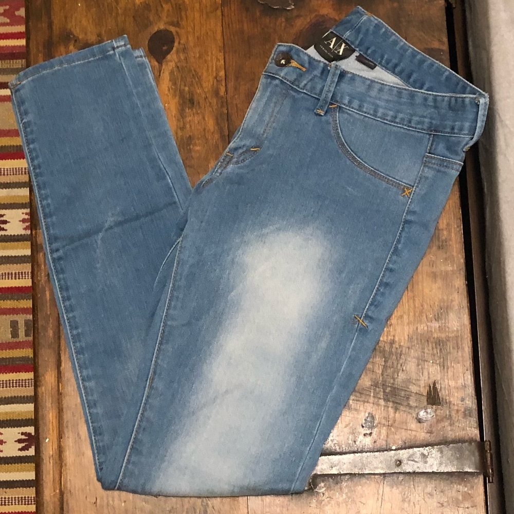 Armani exchange light wash skinny jeans